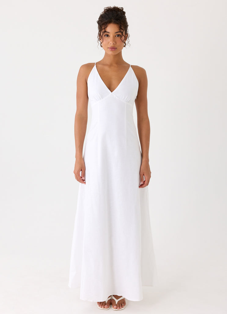 Calianna Linen Maxi Dress - White
