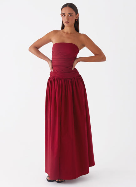 peppermayo carmel maxi dress Rush | Dress Featuring a sleek strapless neckline and a structured drop waist Replying to @cow the Carmel