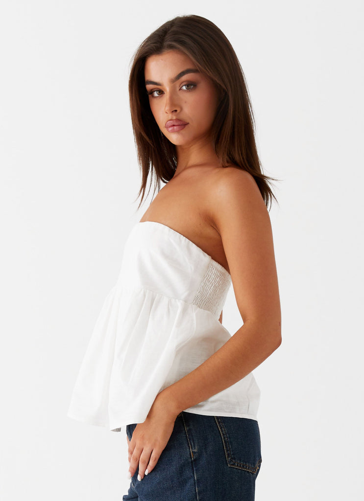 Womens Cassie Tube Top in the colour White in front of a light grey background