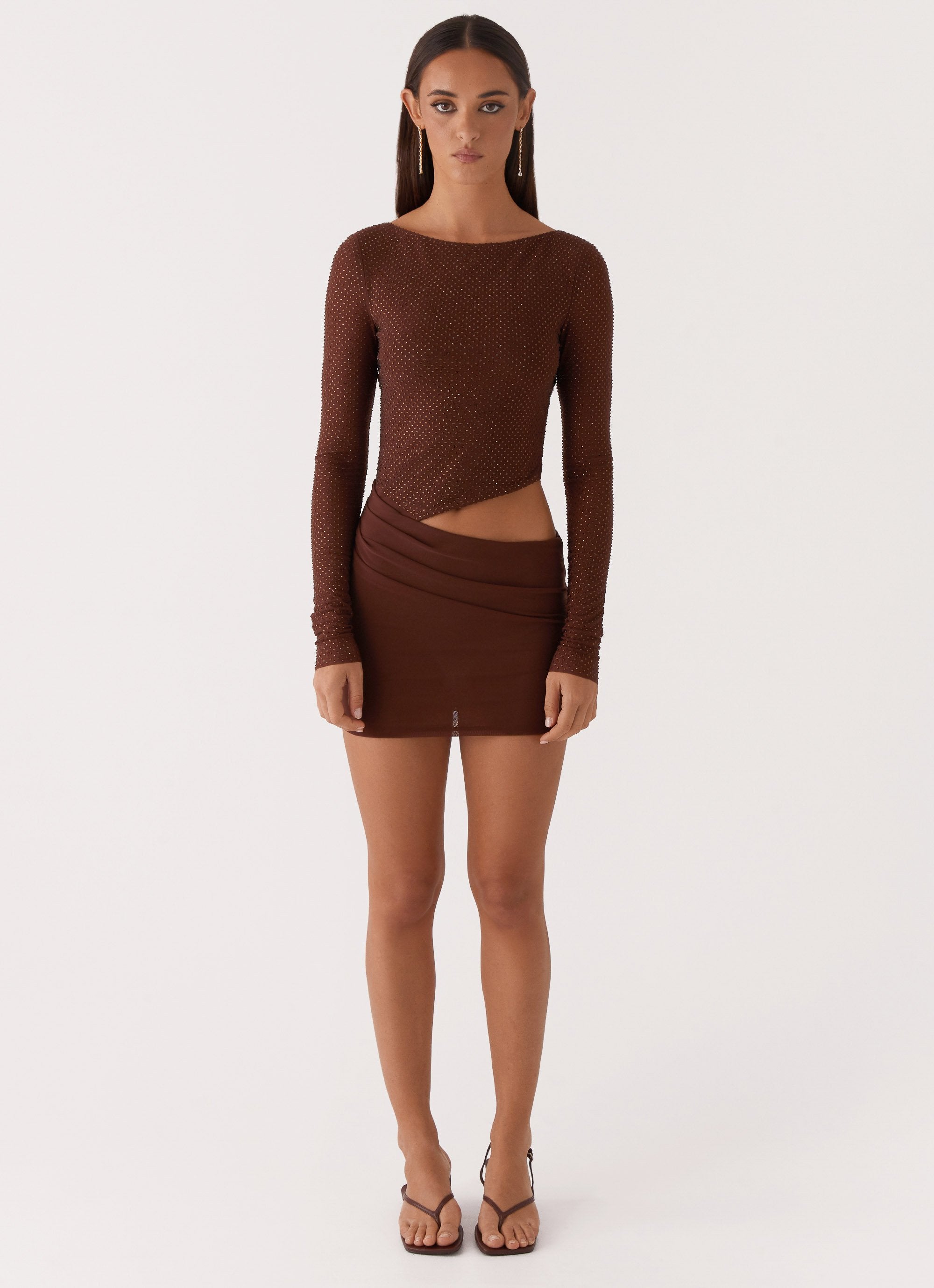 Final Countdown Knit Mini Dress - Chocolate main image 0