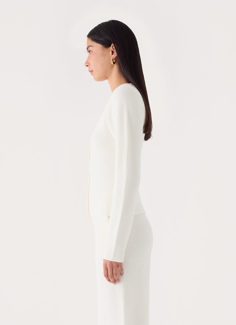 Cauaria Button Up Cardigan - Ivory