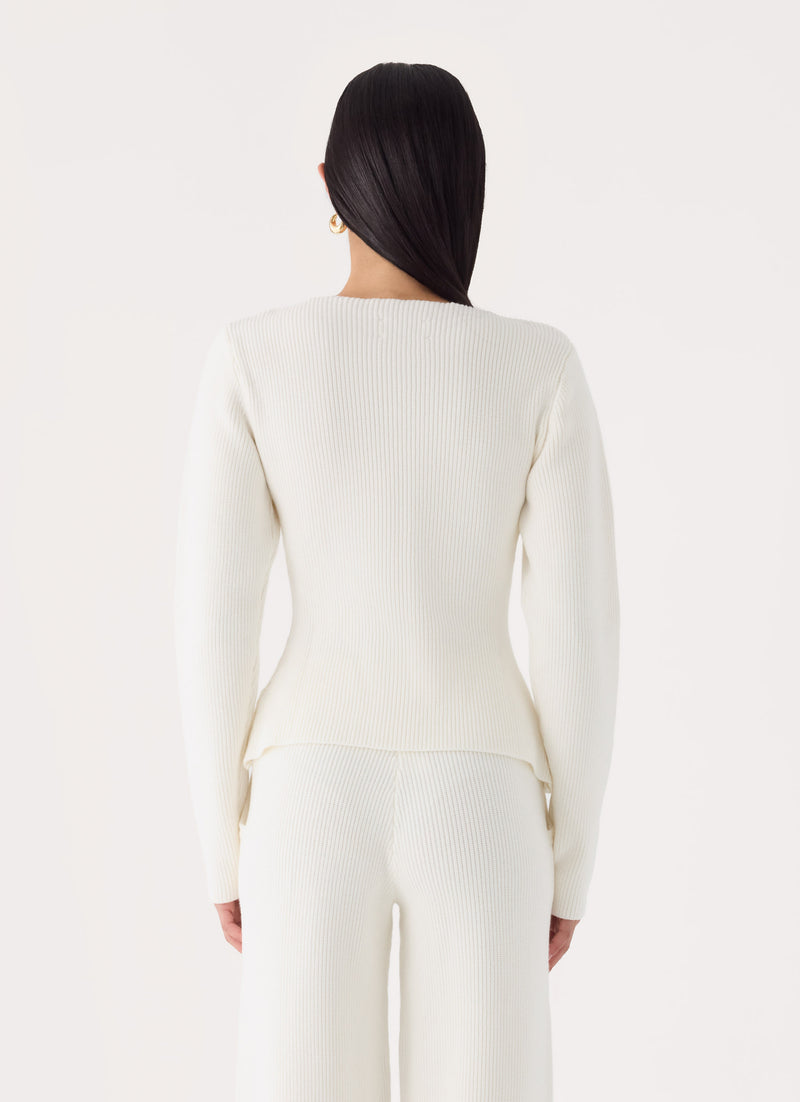 Cauaria Button Up Cardigan - Ivory