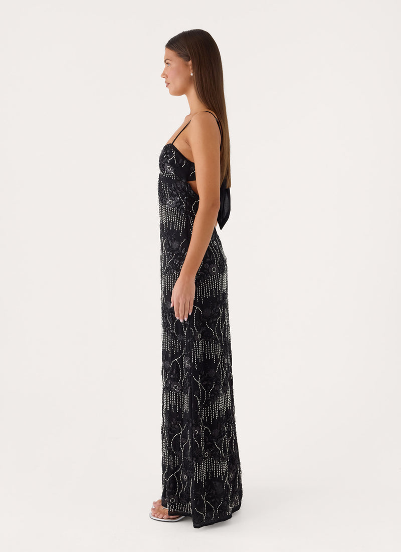 Celandine Beaded Maxi Dress - Black