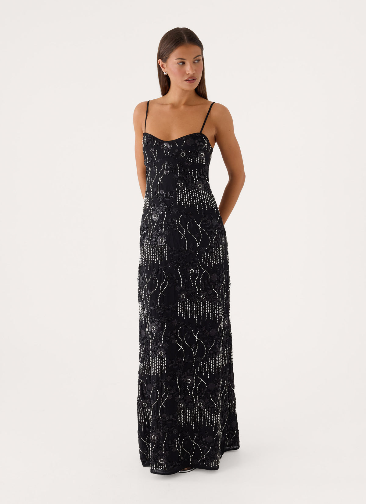 Celandine Beaded Maxi Dress - Black