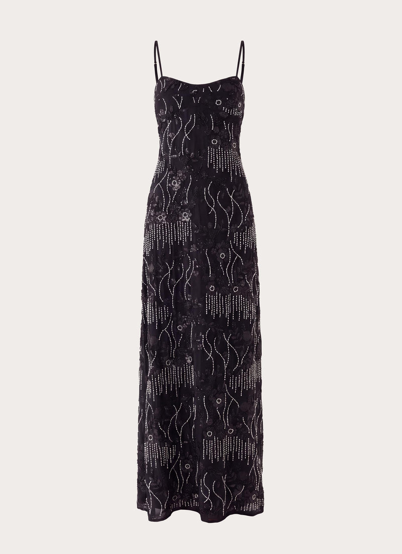 Celandine Beaded Maxi Dress - Black