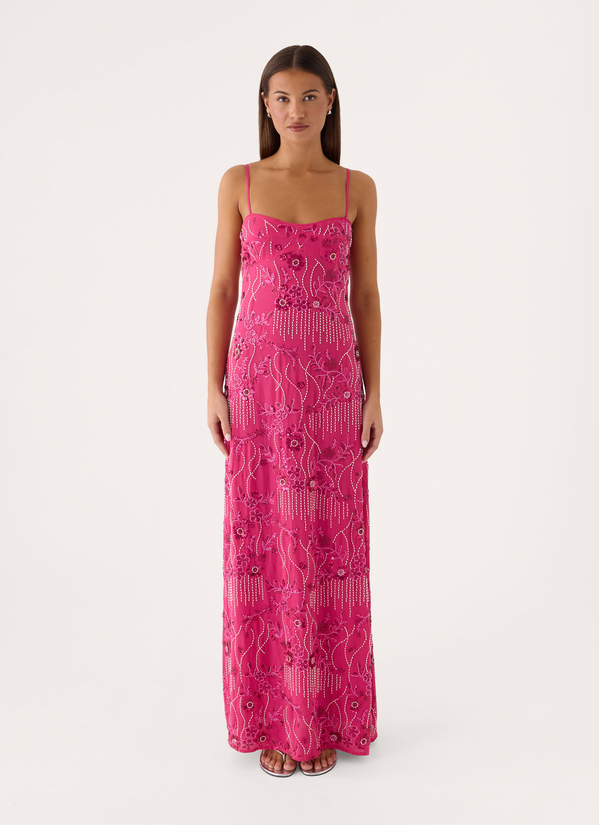 Celandine Beaded Maxi Dress - Sangria