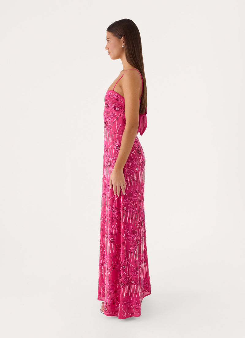 Celandine Beaded Maxi Dress - Sangria