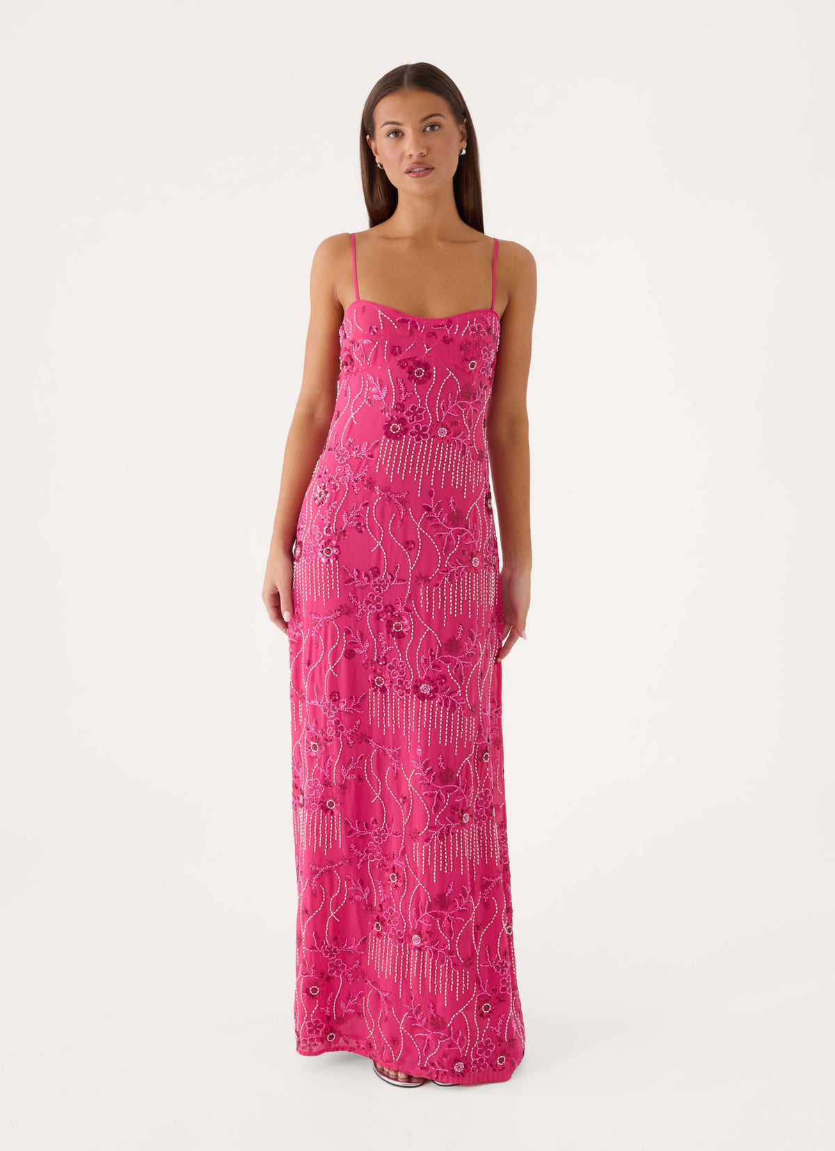 Celandine Beaded Maxi Dress - Sangria