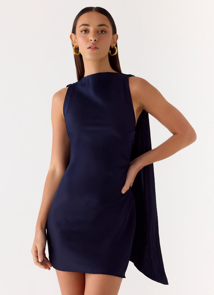 Cerina High Neck Mini Dress - Navy