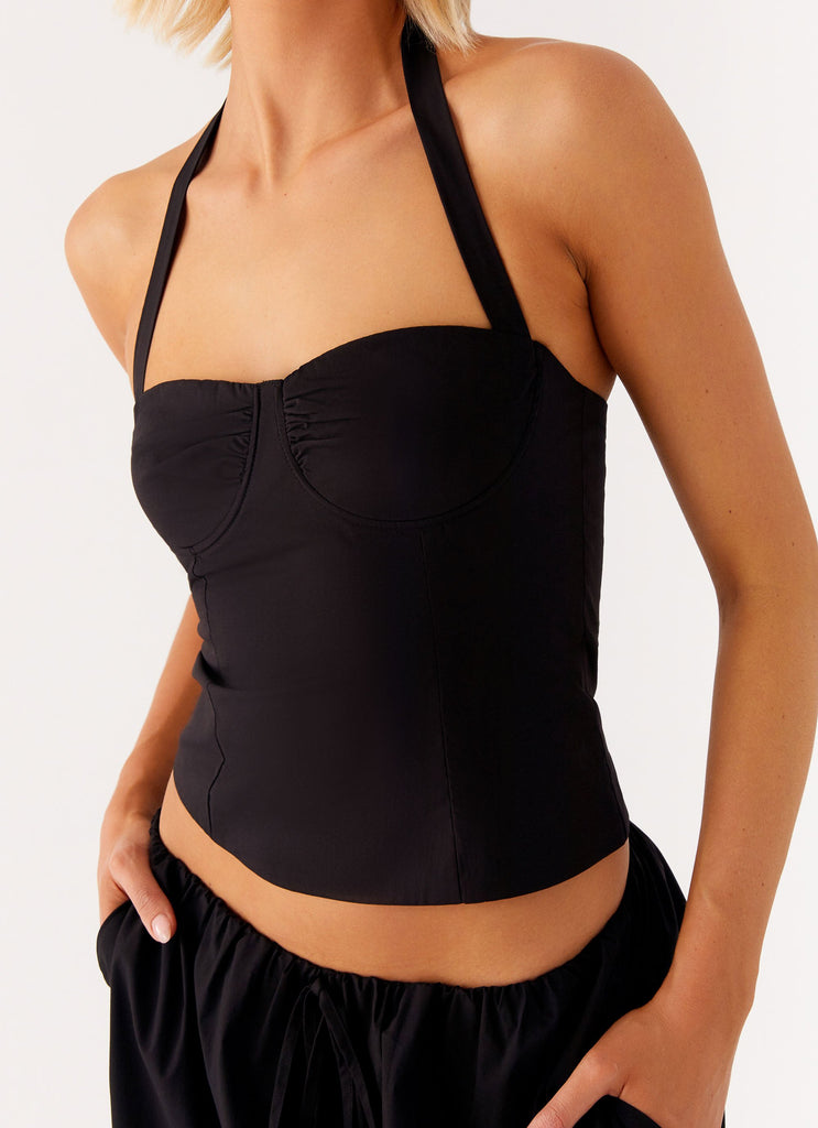 Cheryl Bustier Halter Top - Black