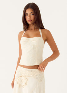 Cheryl Bustier Halter Top - Ivory