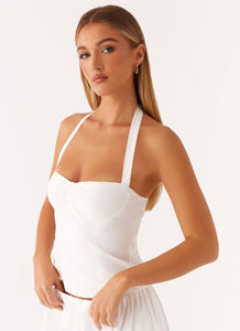 Cheryl Bustier Halter Top - White