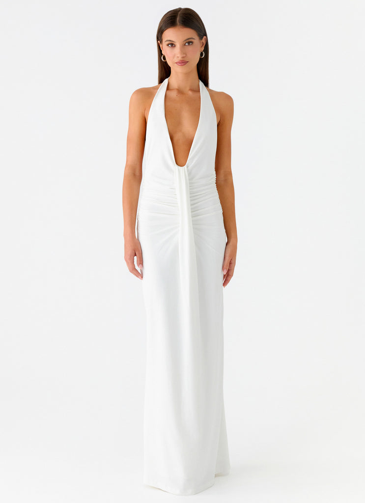 Cheyenne Halter Neck Maxi Dress - Ivory Peppermayo Cheyenne Halter Neck Maxi Dress - Ivory Peppermayo