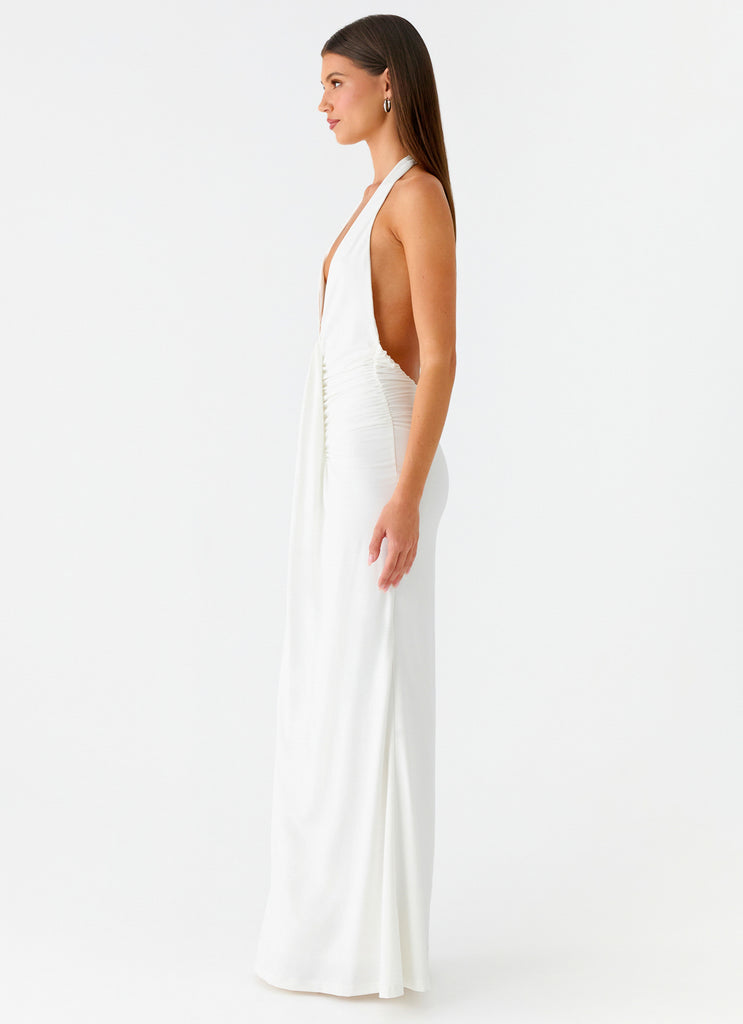 Cheyenne Halter Neck Maxi Dress - Ivory Peppermayo Cheyenne Halter Neck Maxi Dress - Ivory Peppermayo