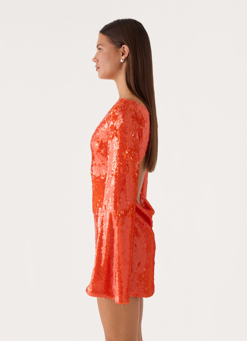 Claudine Sequin Mini Dress - Orange
