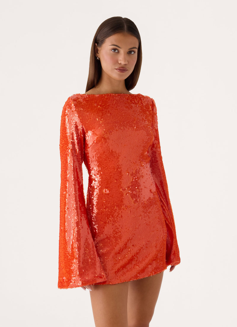 Claudine Sequin Mini Dress - Orange