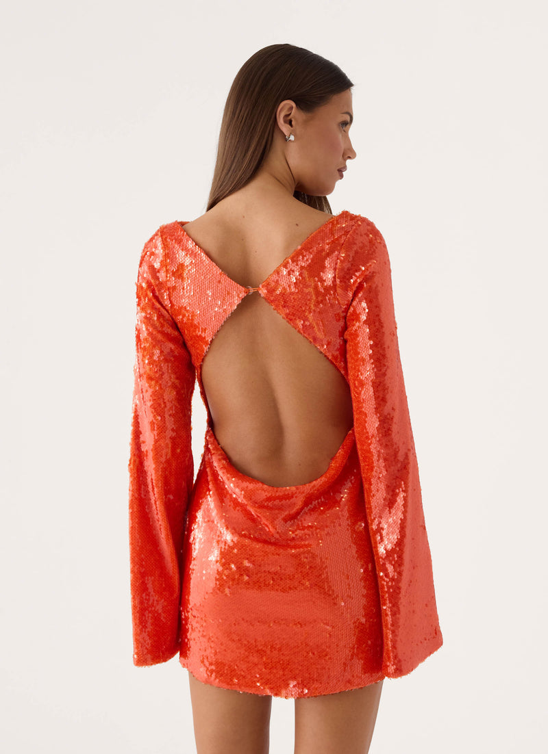 Claudine Sequin Mini Dress - Orange