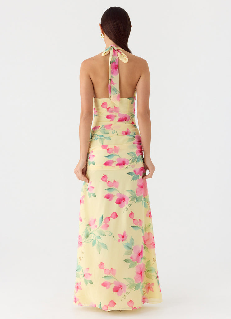 Colada Halter Maxi Dress - Lemon Soleil