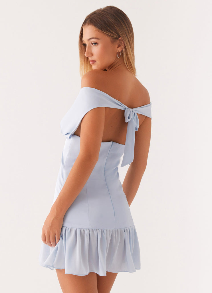 pastel blue mini dress Simona Appliqu Mini Dress
