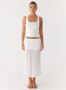 Connect My Heart Midi Skirt - White