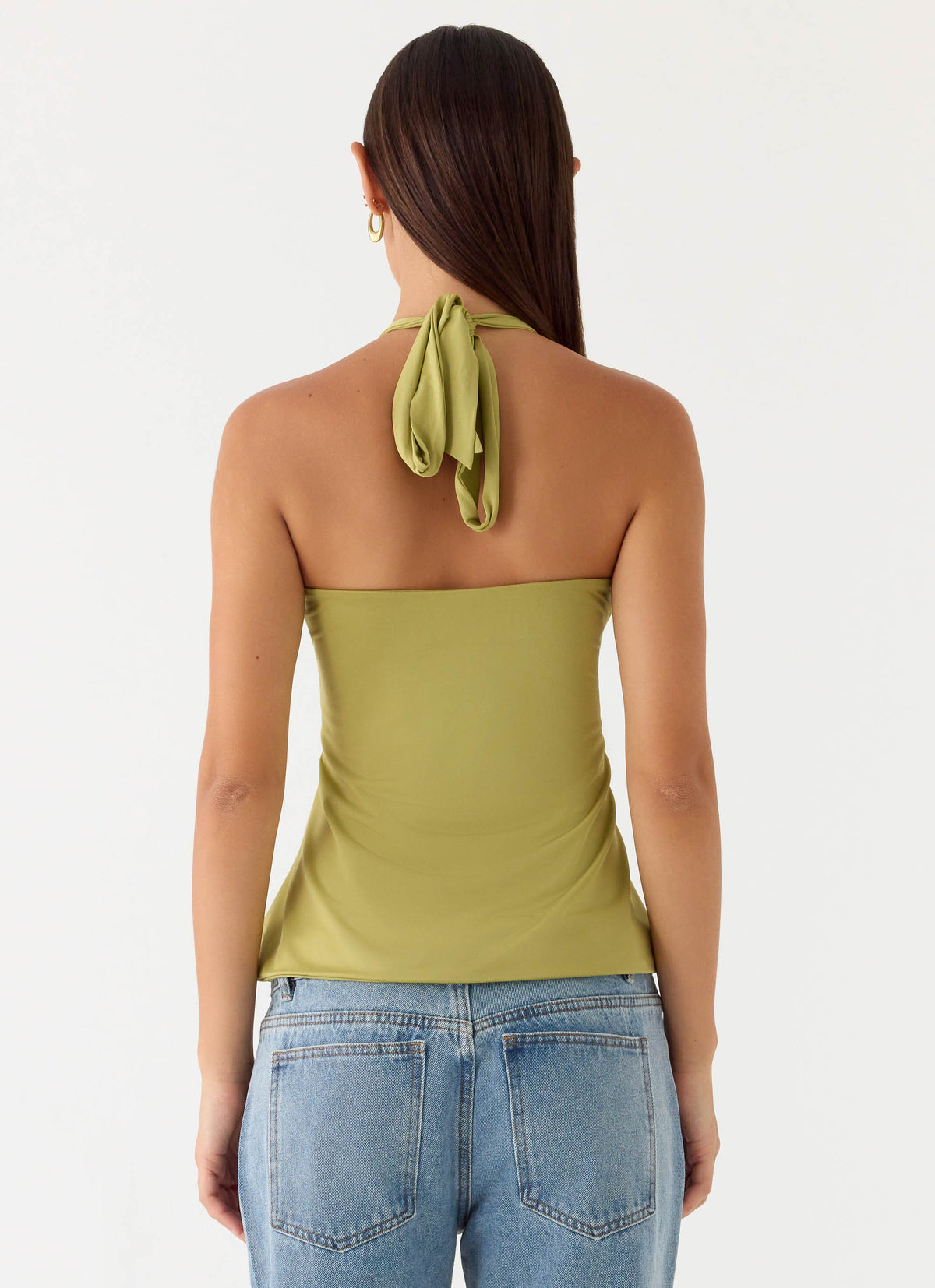 Corah Halter Top - Green Olive