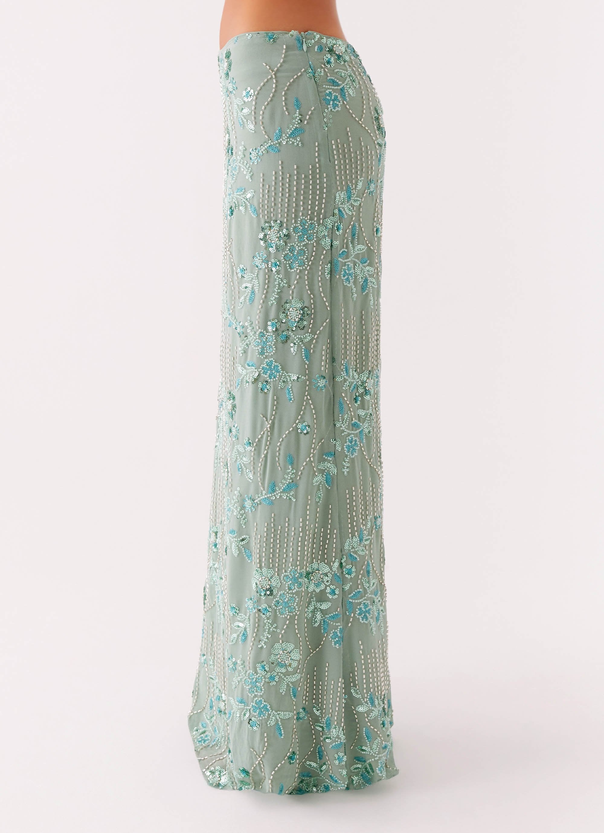Corinna Low Rise Sequin Maxi Skirt - Mint – Peppermayo