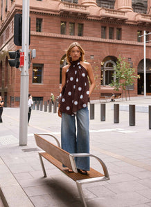 Corrida Backless Top - Chocolate Blue Dot