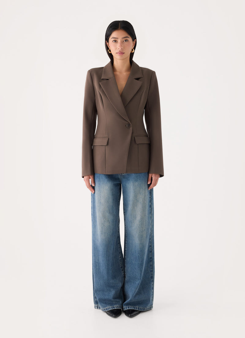 Corsita Cinched Blazer - Chocolate
