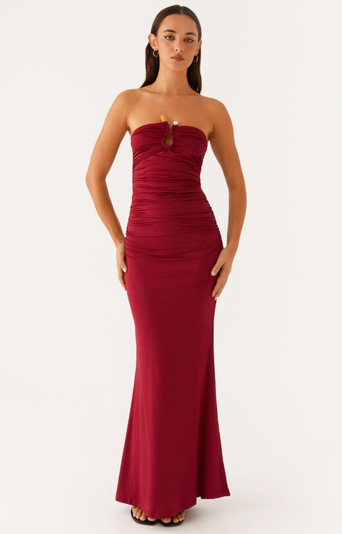Heavy Hearted Satin Maxi Dress - Lemon