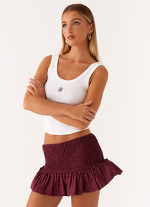 Darlee Shirred Mini Skirt - Mulberry