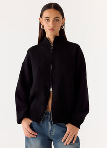 Davy Knit Zip Jacket - Black