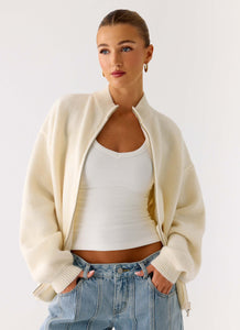 Davy Knit Zip Jacket - Ivory