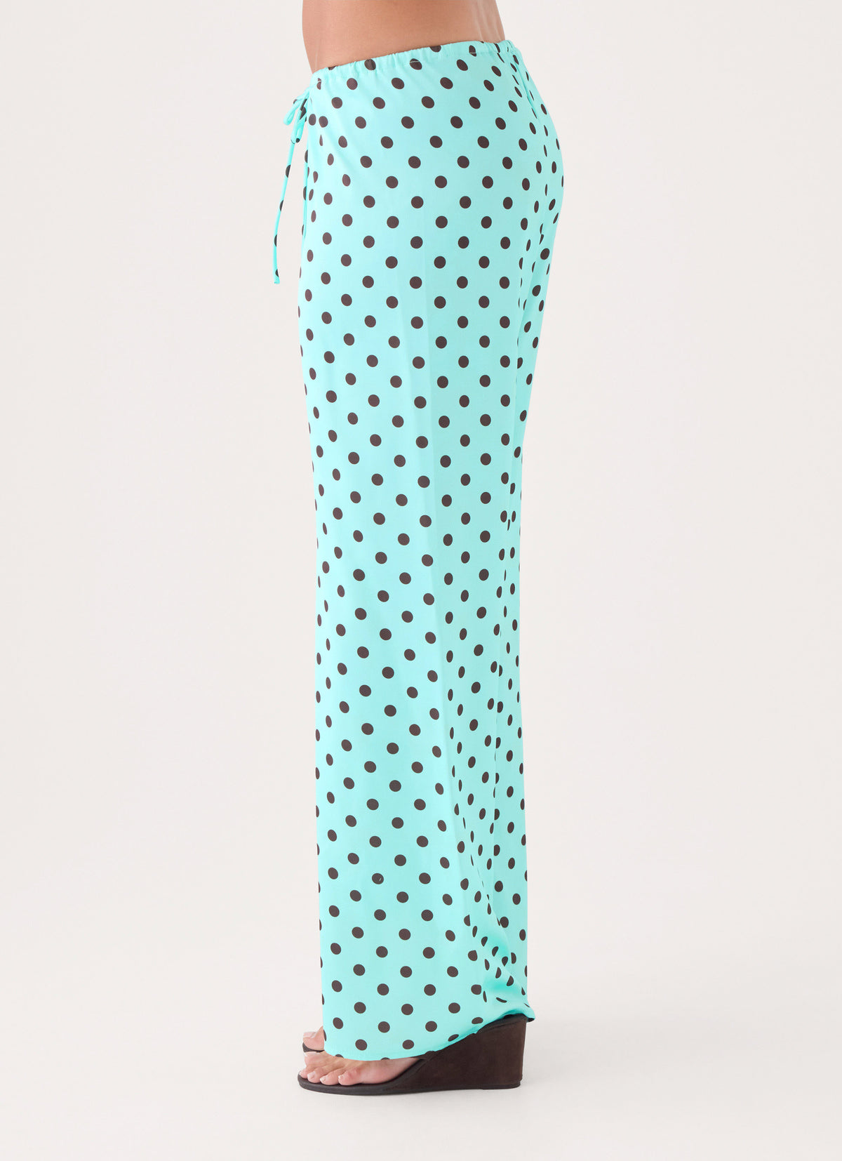 Deacon Low Rise Pants - Aqua Polka Dot