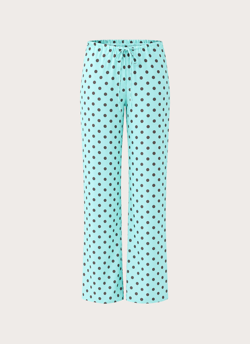 Deacon Low Rise Pants - Aqua Polka Dot