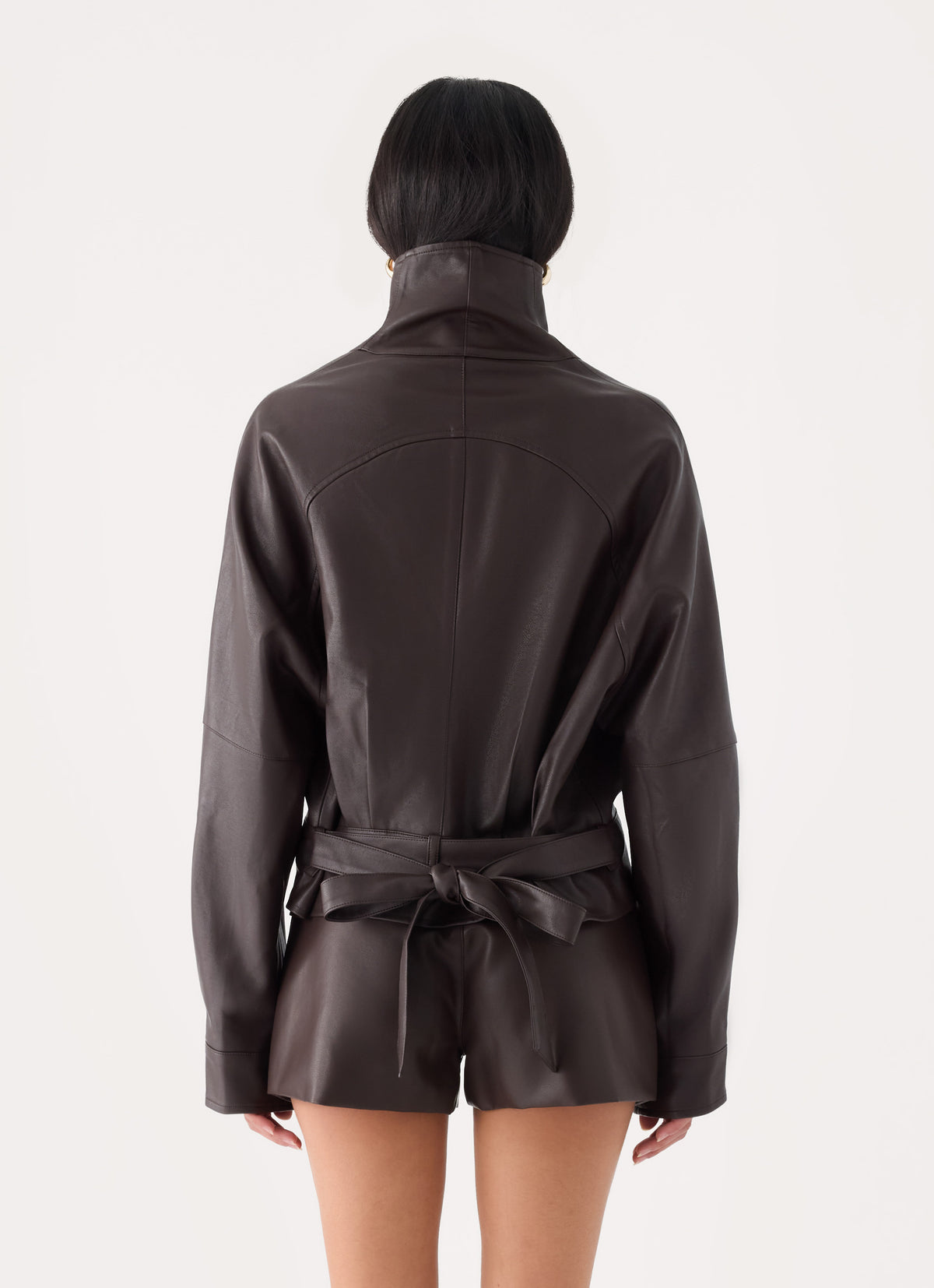Deliana Oversized PU Jacket - Chocolate