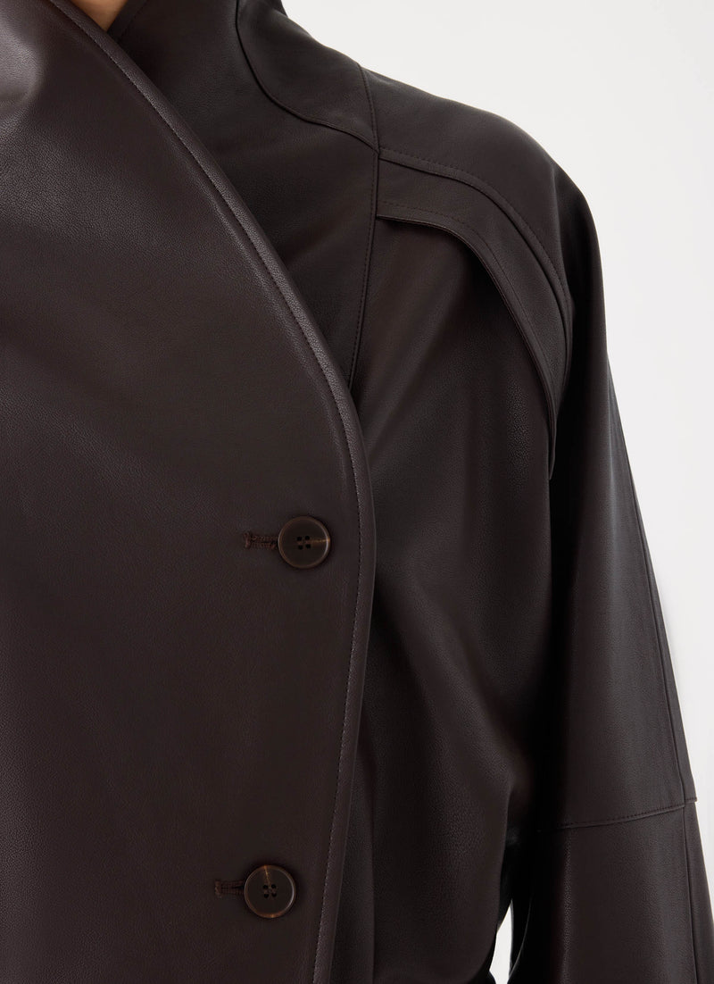 Deliana Oversized PU Jacket - Chocolate
