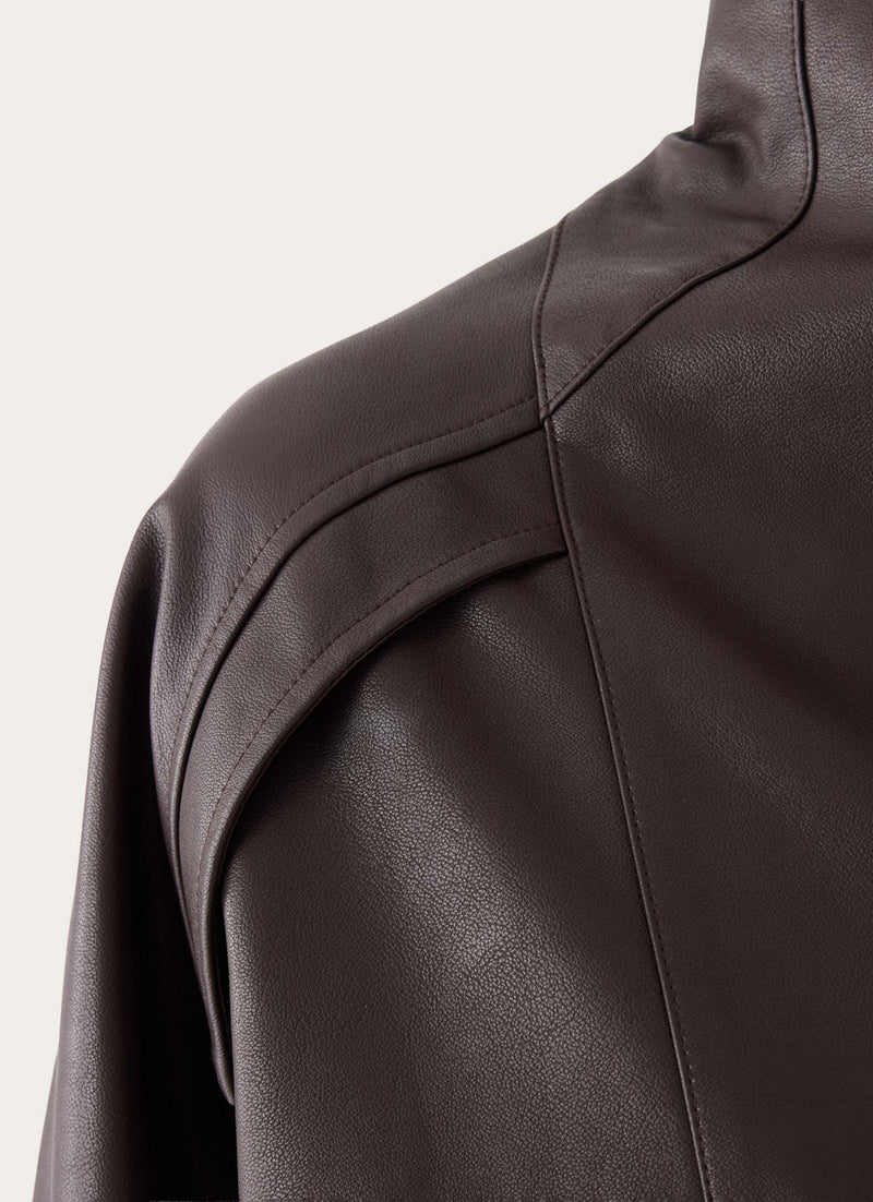 Deliana Oversized PU Jacket - Chocolate