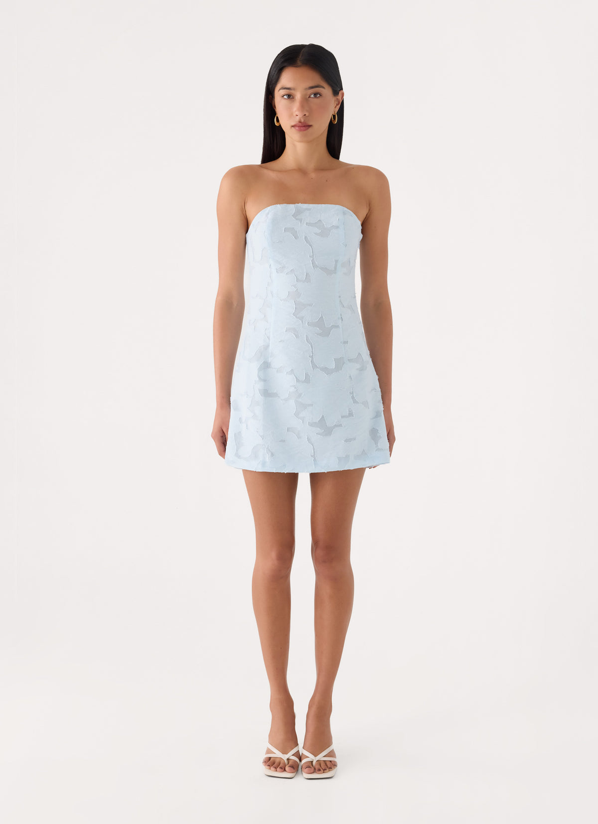 Della Lace Strapless Mini Dress - Blue