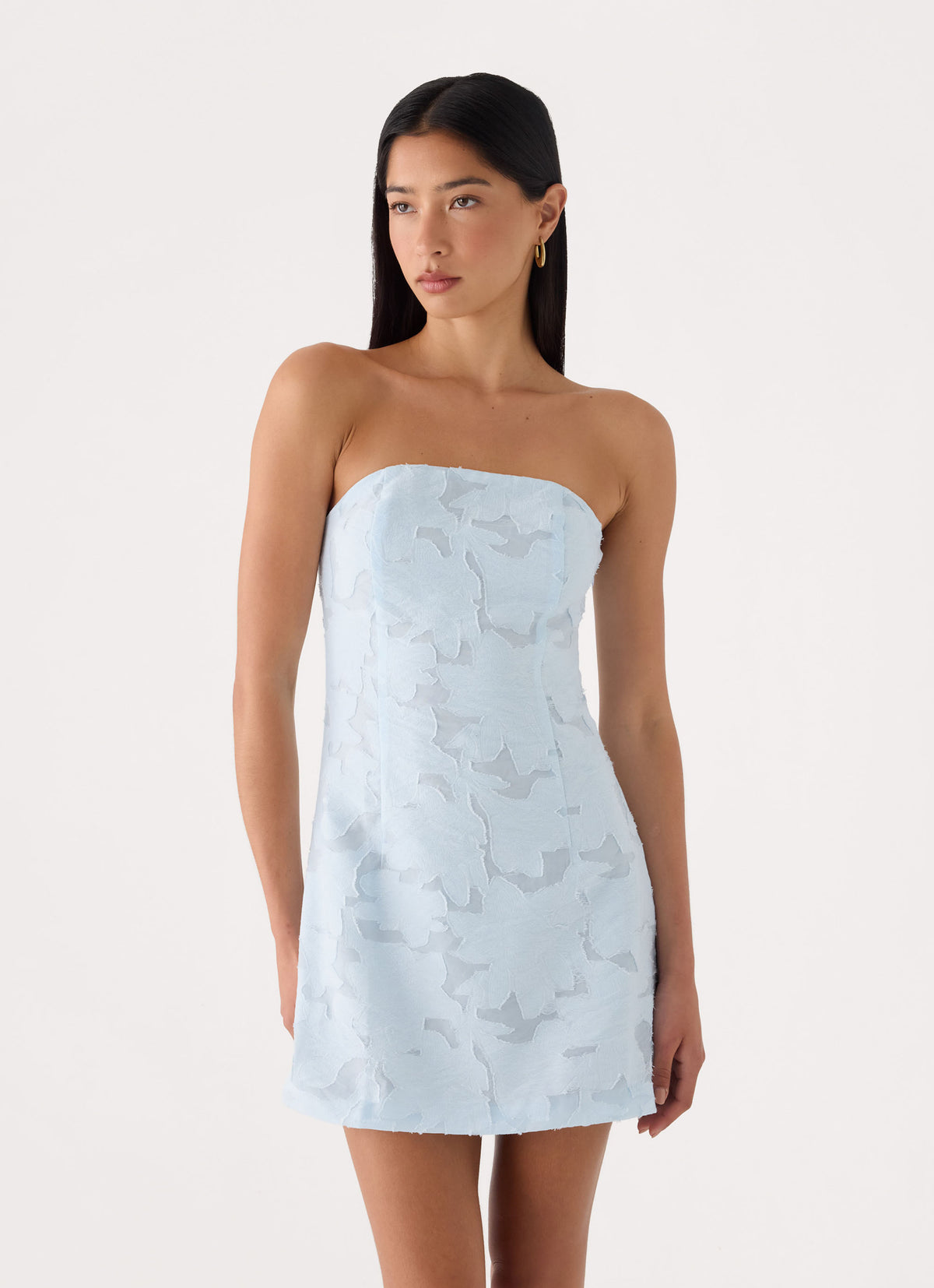 Della Lace Strapless Mini Dress - Blue