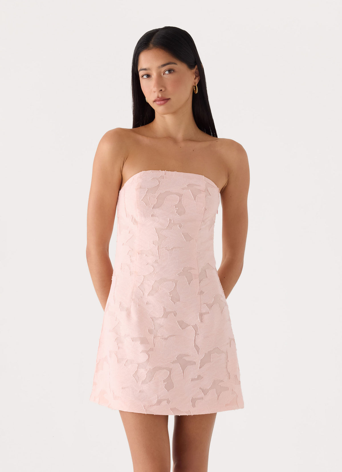 Della Lace Strapless Mini Dress - Pink