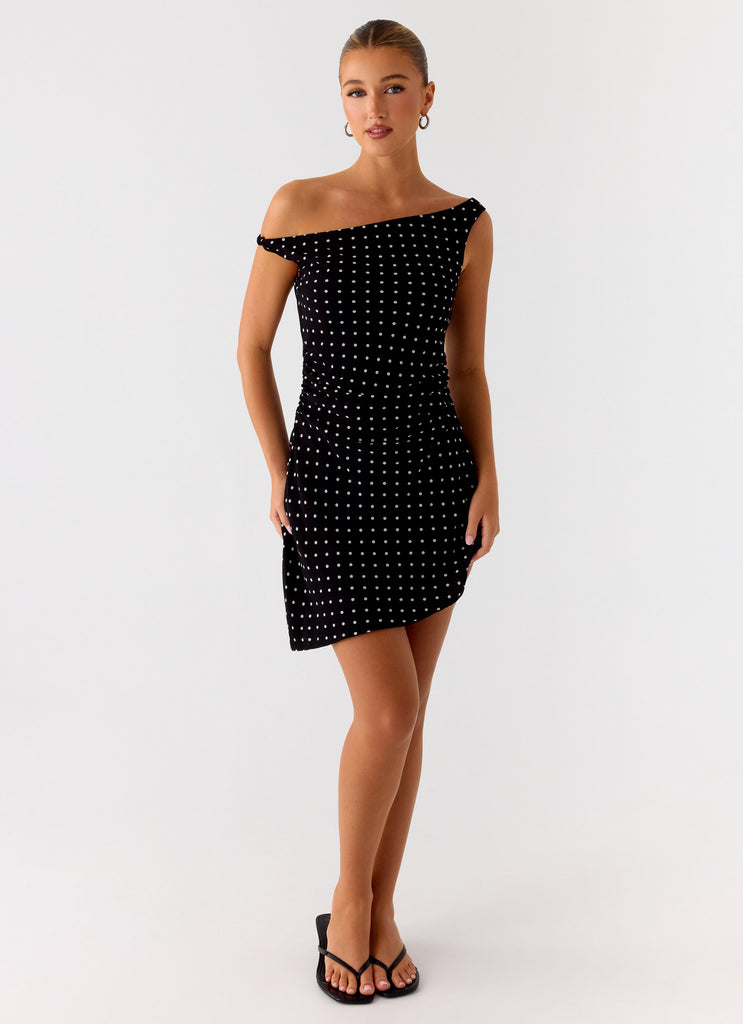 Delusional Mini Dress - Black Polkadot