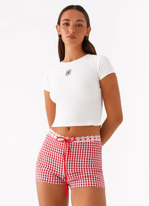 Devon Micro Shorts - Red Gingham