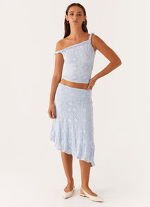 Diamond Sky Midi Skirt - Blue