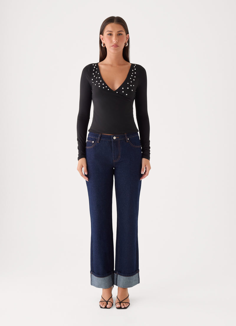 Diana Long Sleeve Top - Black
