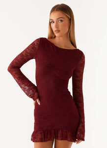 Dion Lace Mini Dress - Mulberry