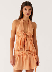 Dione Halter Top - Peach
