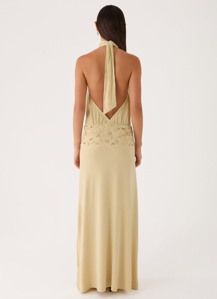 Donyale Halter Maxi Dress - Pale Olive