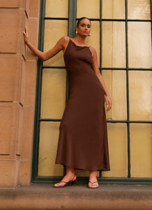 Dove High Neck Maxi Dress - Chocolate