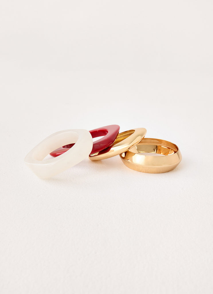 Downtown Darling Bracelets - Red/Gold
