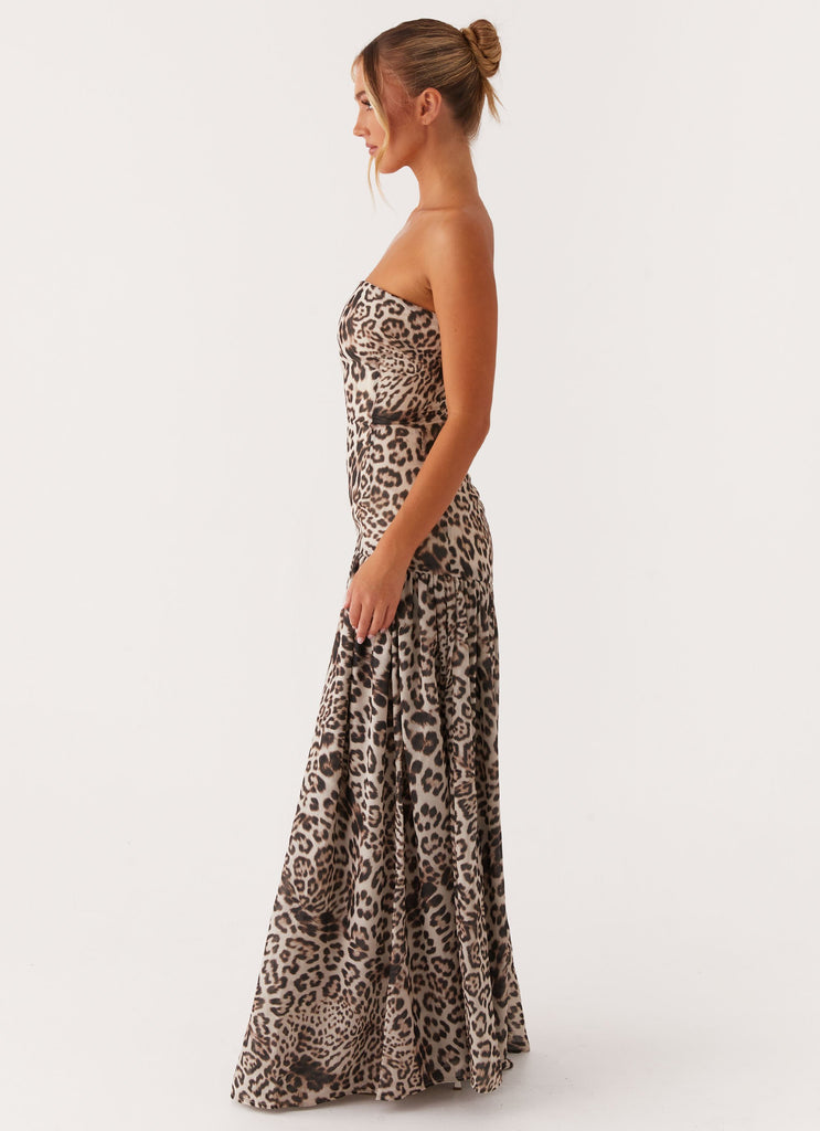 Eden Strapless Maxi Dress - Leopard